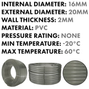 Grey Semi-Transparent PVC Pipe 16mm*20mm - Hardware > Plumbing > Plumbing Pipes