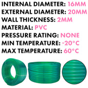 Green Semi-Transparent PVC Pipe 16mm*20mm - Hardware > Plumbing > Plumbing Pipes