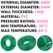 Green Semi-Transparent PVC Pipe 4mm*6mm - Hardware > Plumbing > Plumbing Pipes