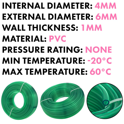 Green Semi-Transparent PVC Pipe 4mm*6mm - Hardware > Plumbing > Plumbing Pipes