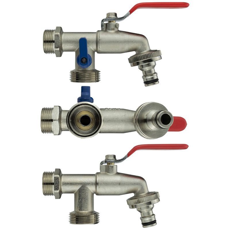 Wall Flange Kit 20mm MDPE + Quick Connect Triple Metal Splitter Tap - Home & Garden > Lawn & Garden Tech Hose & Fittings