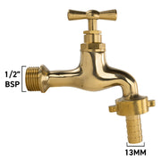 Garden Tap Polished Brass 1/2" BSPM - 13mm Barb - Home & Garden > Lawn & Garden Garden watering