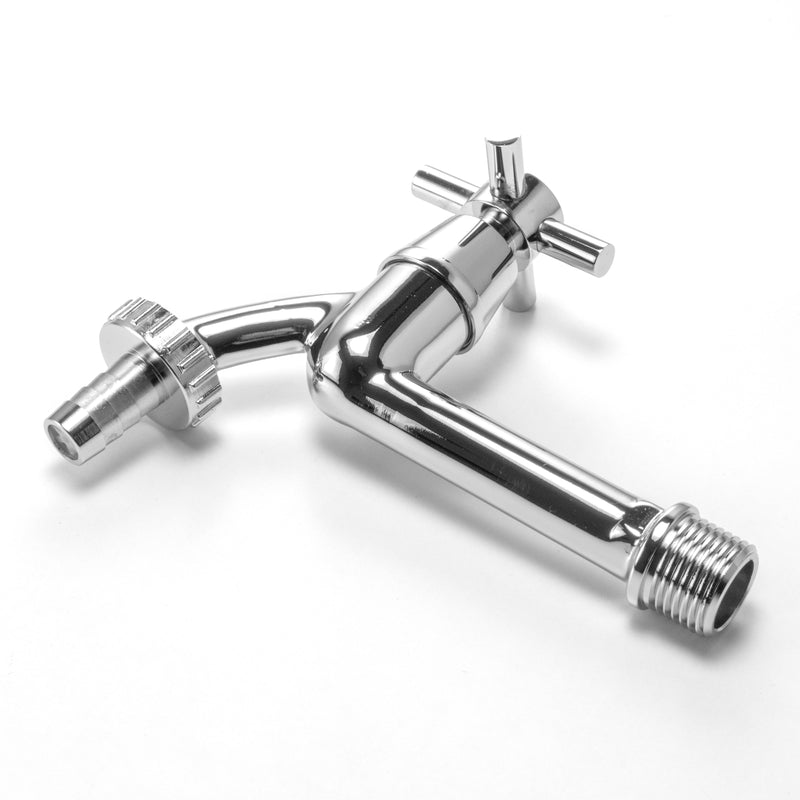 Water Butt Extension Kit 1/2" with Extended Brass Chrome Tap 1/2" Barb - Garden watering