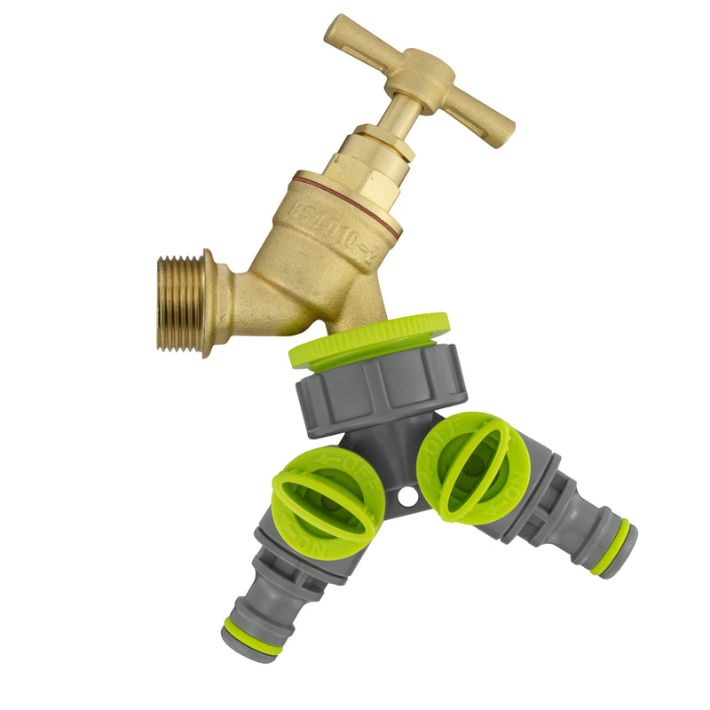 Wall Flange Kit 25mm MDPE + Brass Bib Tap + Two Way Splitter + Connectors - Home & Garden > Lawn & Garden Tech Hose & Fittings