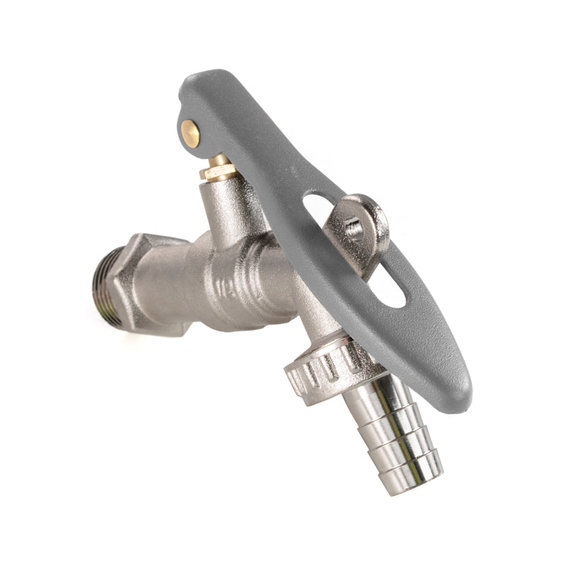 15mm Brass Wall Flange Kit with Lever Tap Hose Barb and Lever Lock - Garden watering