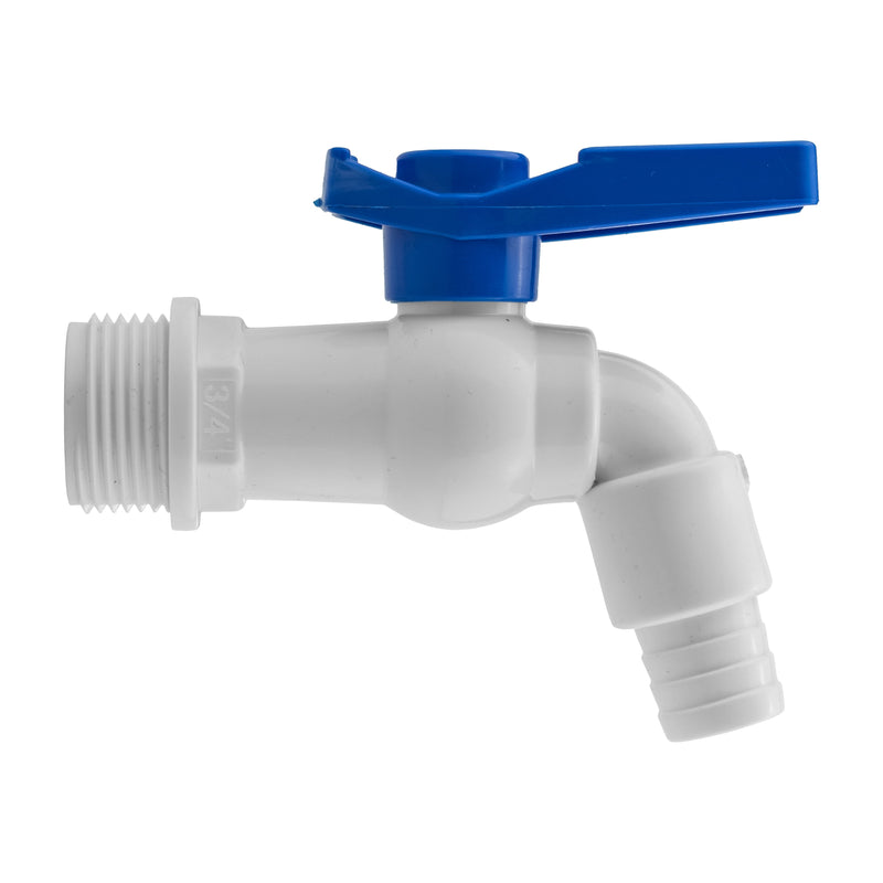 3/4" BSPM Plastic Tap White/Blue - Home & Garden > Lawn & Garden Garden watering