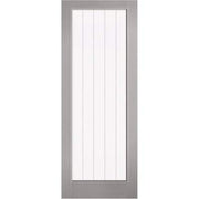 Moulded Textured Vertical Grey Pre-Finished 1 Glazed Clear With Frosted Lines Light Panel - 1981mm x 686mm -