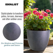 IDEALIST Lite 30cm Garden Planter | Washed Light Concrete Egg Round Planter | Contemporary Outdoor Plant Pot D30 H30 cm, 21L - Home & Garden > Lawn & Garden > Gardening > Pots & Planters > Planters