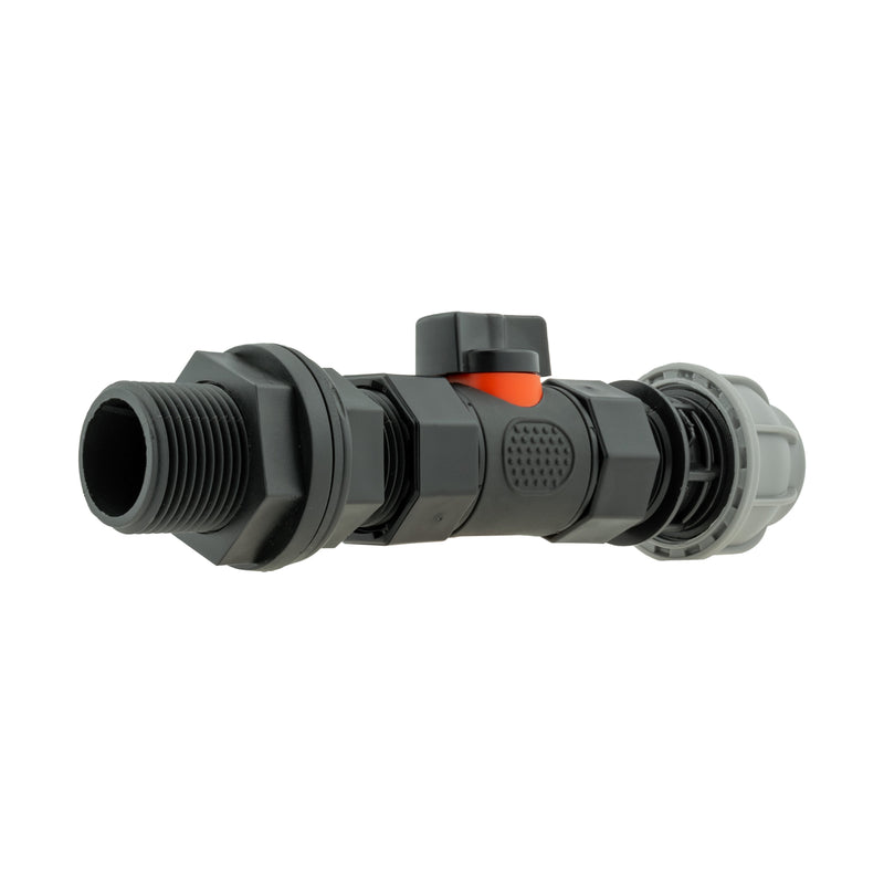 Water Butt Connector 3/4" BSP with In-Line BSPF Valve and 20mm MDPE Straight - Home & Garden > Lawn & Garden > Watering & Irrigation Garden watering