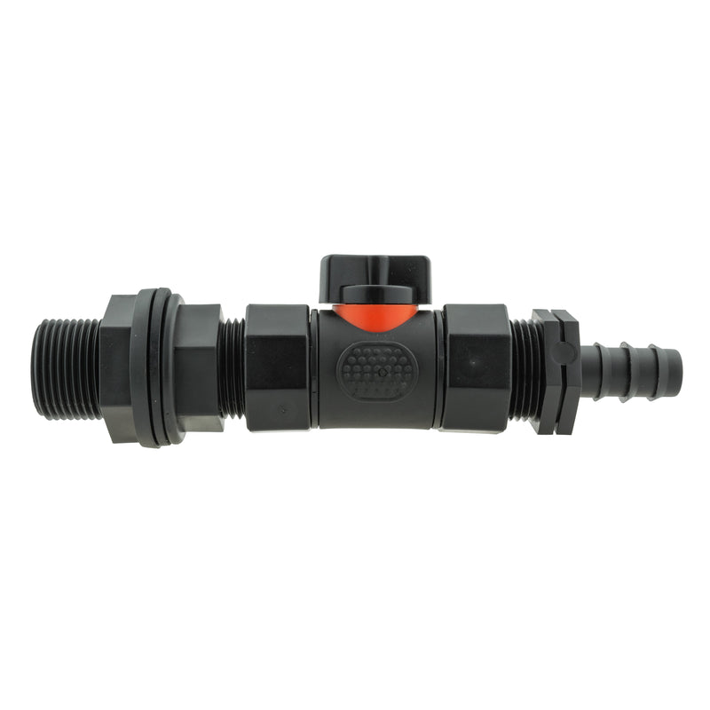 Water Butt Connector 3/4" BSP with In-Line BSPF Valve and 16mm Barbed Straight - Home & Garden > Lawn & Garden > Watering & Irrigation Garden watering