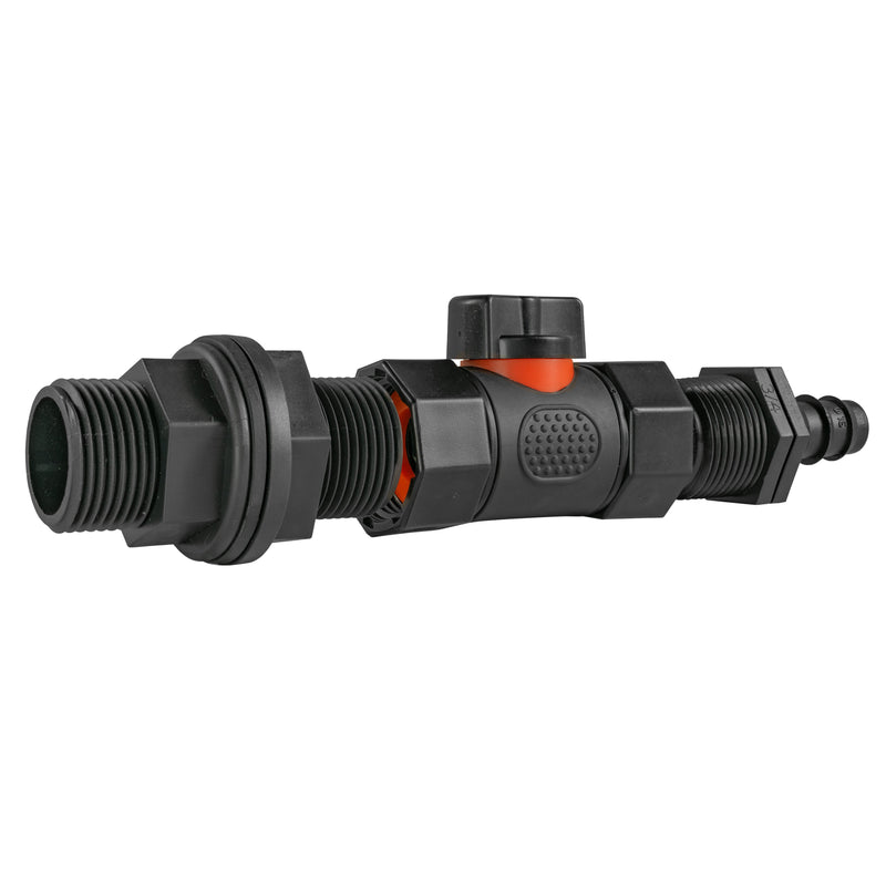 Water Butt Connector 3/4" BSP with In-Line BSPF Valve and 16mm Barbed Straight - Home & Garden > Lawn & Garden > Watering & Irrigation Garden watering