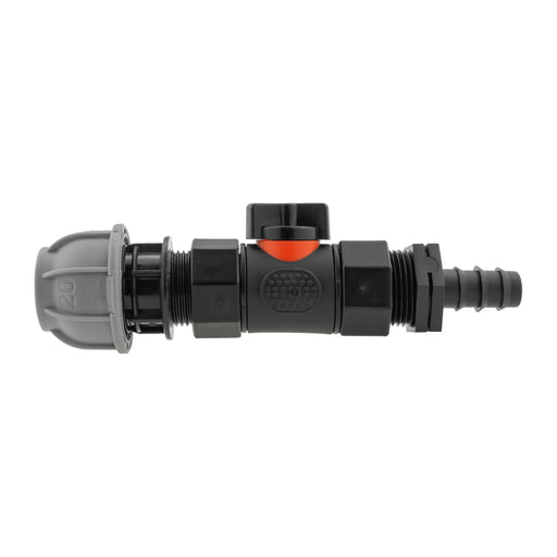 20mm MDPE Straight with In-Line BSPF Valve and 16mm Barbed Straight - Home & Garden > Lawn & Garden Garden watering