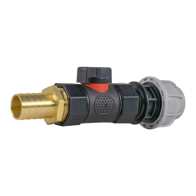 20mm MDPE Straight with In-Line BSPF Valve and 19mm Brass Barb - Home & Garden > Lawn & Garden Garden watering