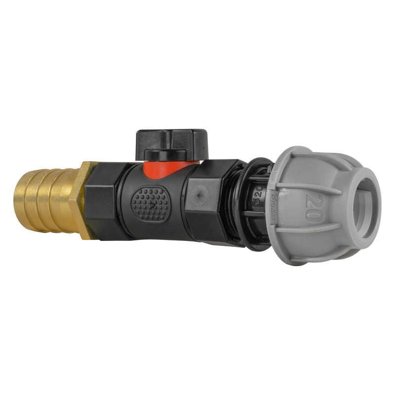20mm MDPE Straight with In-Line BSPF Valve and 25mm Brass Barb - Home & Garden > Lawn & Garden Garden watering