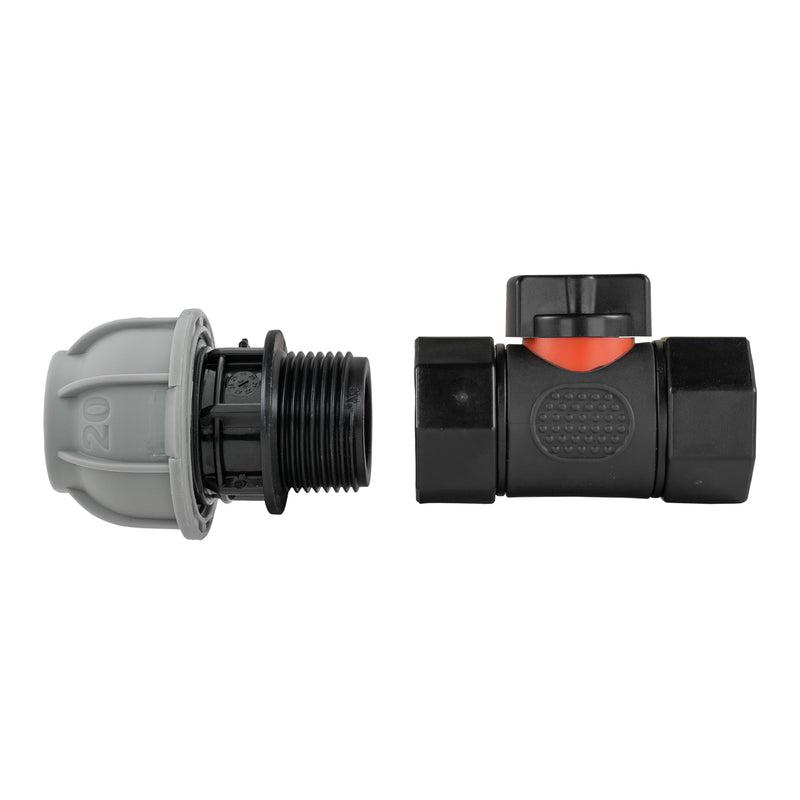 20mm MDPE Straight with In-Line BSPF Threaded Valve - Home & Garden > Lawn & Garden Garden watering