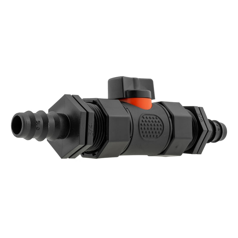 In-Line BSPF Valve with 2 x 16mm Barbed Straight Connectors - Home & Garden > Lawn & Garden > Watering & Irrigation > Garden Hose Fittings & Valves > Garden Hose Fittings Garden watering