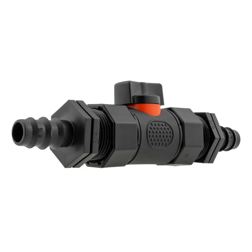 In-Line BSPF Valve with 2 x 16mm Barbed Straight Connectors - Home & Garden > Lawn & Garden > Watering & Irrigation > Garden Hose Fittings & Valves > Garden Hose Fittings Garden watering