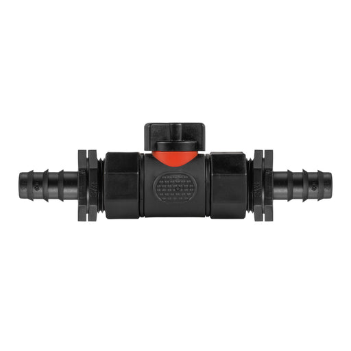In-Line BSPF Valve with 2 x 16mm Barbed Straight Connectors - Home & Garden > Lawn & Garden > Watering & Irrigation > Garden Hose Fittings & Valves > Garden Hose Fittings Garden watering