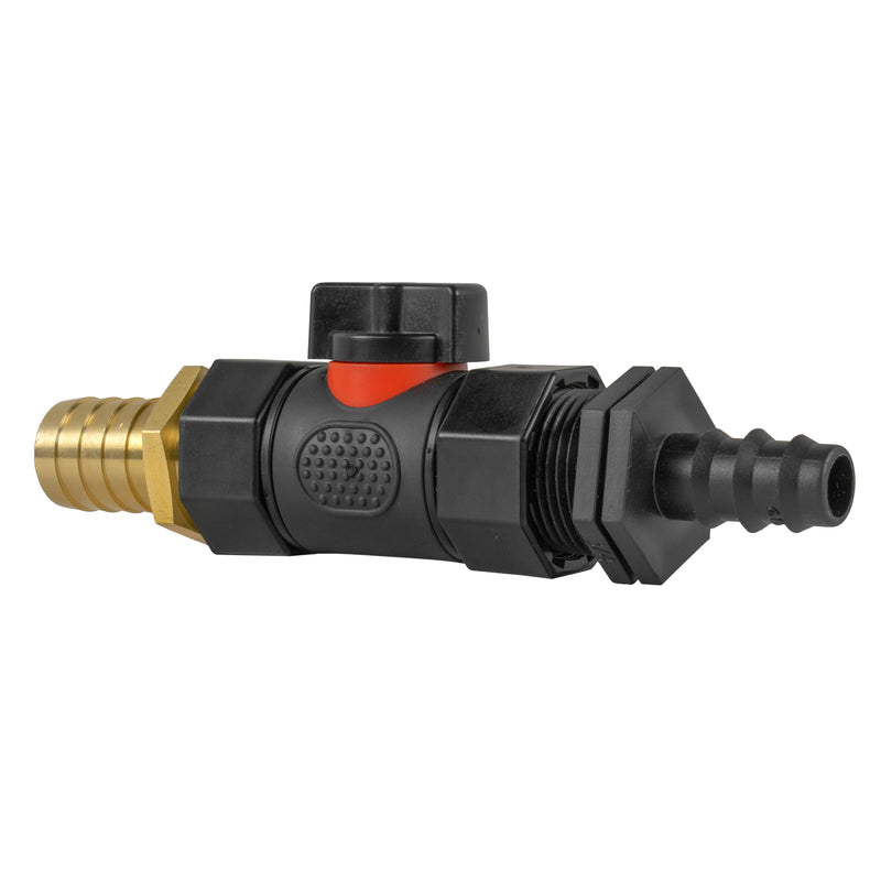16mm Barbed Straight with In-Line BSPF Valve and 19mm Brass Barb - Home & Garden > Lawn & Garden Garden watering