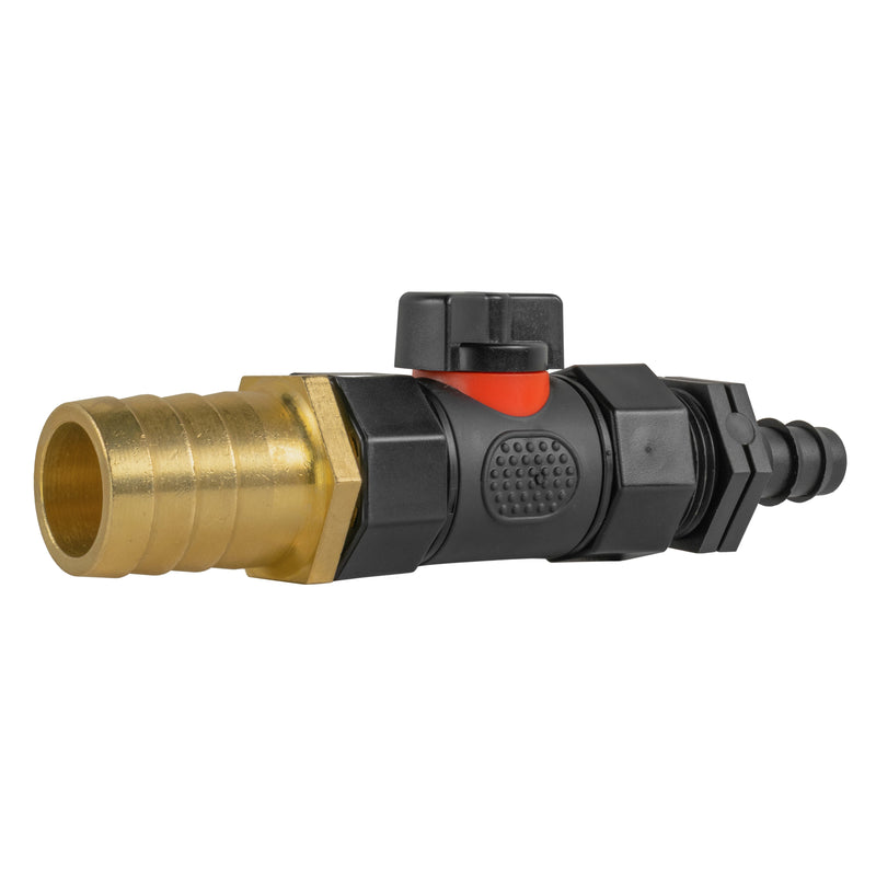 16mm Barbed Straight with In-Line BSPF Valve and 25mm Brass Barb - Home & Garden > Lawn & Garden Garden watering