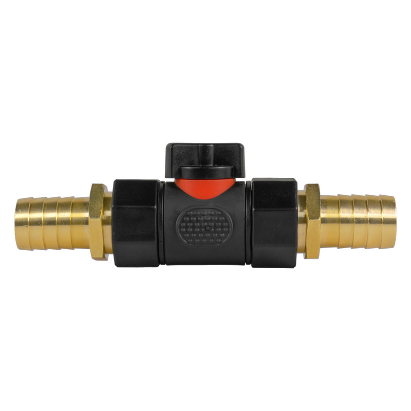 In-Line BSPF Valve with 2 x 19mm Brass Barb Connectors - Home & Garden > Lawn & Garden > Watering & Irrigation > Garden Hose Fittings & Valves > Garden Hose Fittings Garden watering