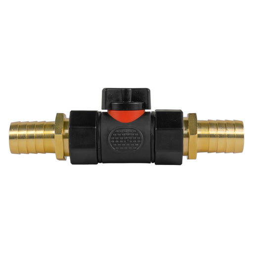 In-Line BSPF Valve with 2 x 19mm Brass Barb Connectors - Home & Garden > Lawn & Garden > Watering & Irrigation > Garden Hose Fittings & Valves > Garden Hose Fittings Garden watering
