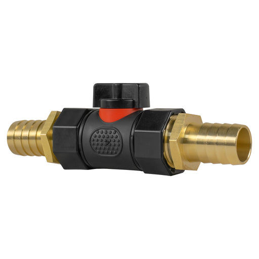 In-Line BSPF Valve with 2 x 19mm Brass Barb Connectors - Home & Garden > Lawn & Garden > Watering & Irrigation > Garden Hose Fittings & Valves > Garden Hose Fittings Garden watering