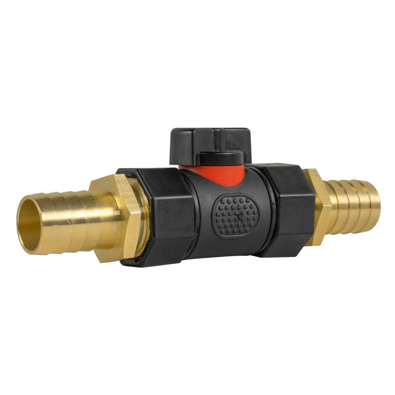 In-Line BSPF Valve with 2 x 19mm Brass Barb Connectors - Home & Garden > Lawn & Garden > Watering & Irrigation > Garden Hose Fittings & Valves > Garden Hose Fittings Garden watering