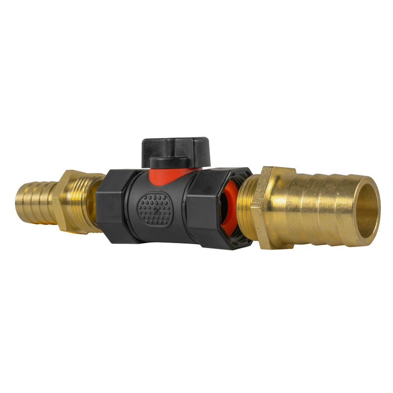 19mm Brass Barb with In-Line BSPF Valve and 25mm Brass Barb - Home & Garden > Lawn & Garden Garden watering