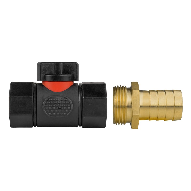 19mm Brass Barb with In-Line BSPF Threaded Valve - Home & Garden > Lawn & Garden Garden watering