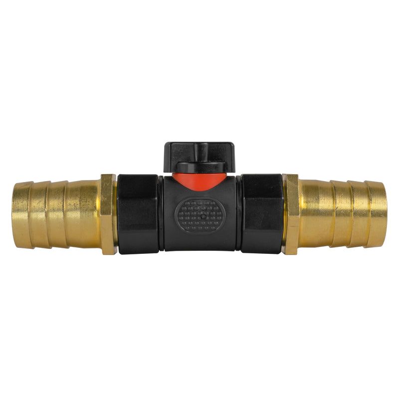 In-Line BSPF Valve with 2 x 25mm Brass Barb Connectors - Home & Garden > Lawn & Garden > Watering & Irrigation > Garden Hose Fittings & Valves > Garden Hose Fittings Garden watering