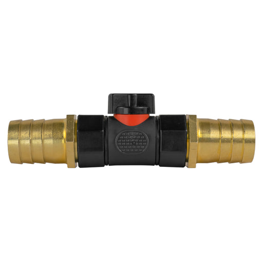 In-Line BSPF Valve with 2 x 25mm Brass Barb Connectors - Home & Garden > Lawn & Garden > Watering & Irrigation > Garden Hose Fittings & Valves > Garden Hose Fittings Garden watering