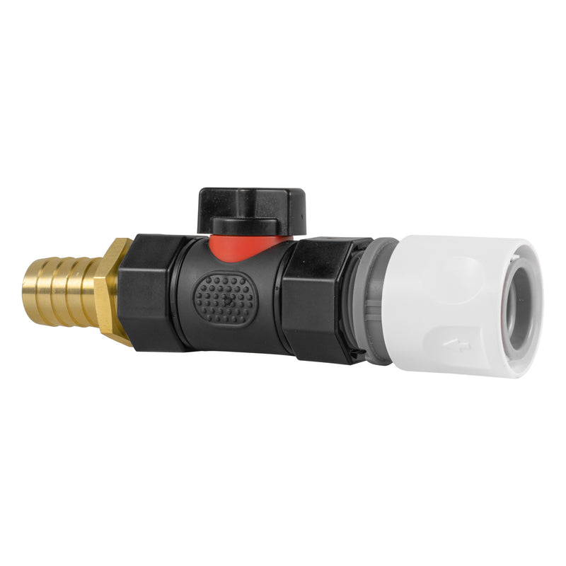 Hose Connector WL with In-Line BSPF Valve and 19mm Brass Barb - Home & Garden > Lawn & Garden > Watering & Irrigation > Garden Hose Fittings & Valves > Garden Hose Fittings Garden watering