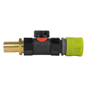 Hose Connector Lime with In-Line BSPF Valve and 19mm Brass Barb - Home & Garden > Lawn & Garden > Watering & Irrigation > Garden Hose Fittings & Valves > Garden Hose Fittings Garden watering