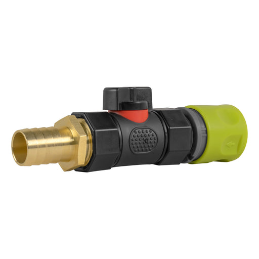 Hose Connector Lime with In-Line BSPF Valve and 19mm Brass Barb - Home & Garden > Lawn & Garden > Watering & Irrigation > Garden Hose Fittings & Valves > Garden Hose Fittings Garden watering