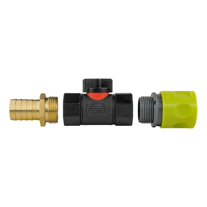 Hose Connector Lime with In-Line BSPF Valve and 19mm Brass Barb - Home & Garden > Lawn & Garden > Watering & Irrigation > Garden Hose Fittings & Valves > Garden Hose Fittings Garden watering