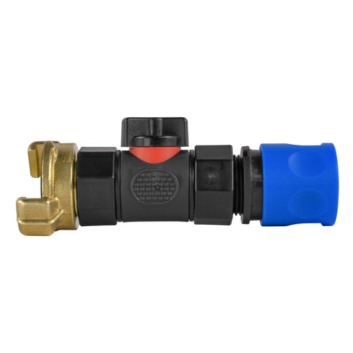 Hose Connector Blue with In-Line BSPF Valve and Geka Type Connector - Home & Garden > Lawn & Garden > Watering & Irrigation > Garden Hose Fittings & Valves > Garden Hose Fittings Garden watering
