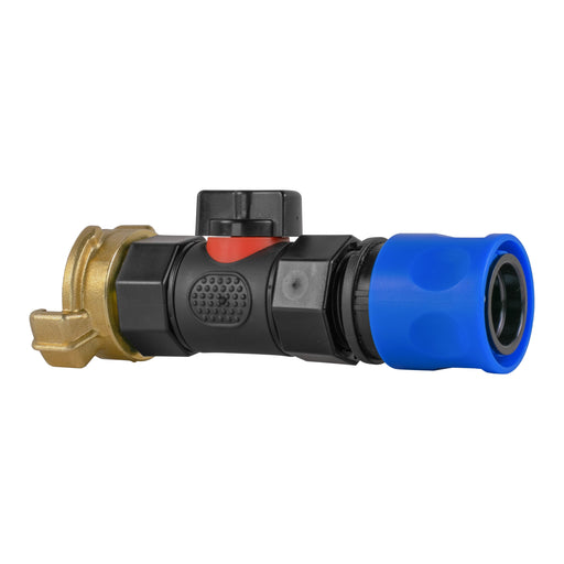 Hose Connector Blue with In-Line BSPF Valve and Geka Type Connector - Home & Garden > Lawn & Garden > Watering & Irrigation > Garden Hose Fittings & Valves > Garden Hose Fittings Garden watering