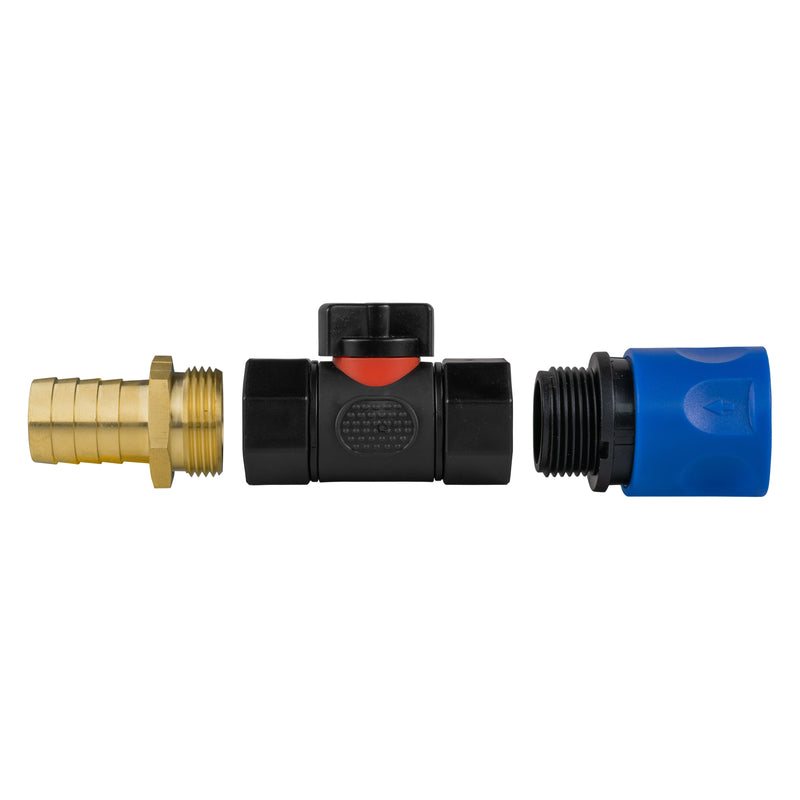 Hose Connector Blue with In-Line BSPF Valve and 19mm Brass Barb - Home & Garden > Lawn & Garden > Watering & Irrigation > Garden Hose Fittings & Valves > Garden Hose Fittings Garden watering