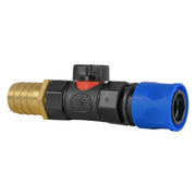 Hose Connector Blue with In-Line BSPF Valve and 25mm Brass Barb - Home & Garden > Lawn & Garden > Watering & Irrigation > Garden Hose Fittings & Valves > Garden Hose Fittings Garden watering