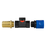 Hose Connector Blue with In-Line BSPF Valve and 25mm Brass Barb - Home & Garden > Lawn & Garden > Watering & Irrigation > Garden Hose Fittings & Valves > Garden Hose Fittings Garden watering