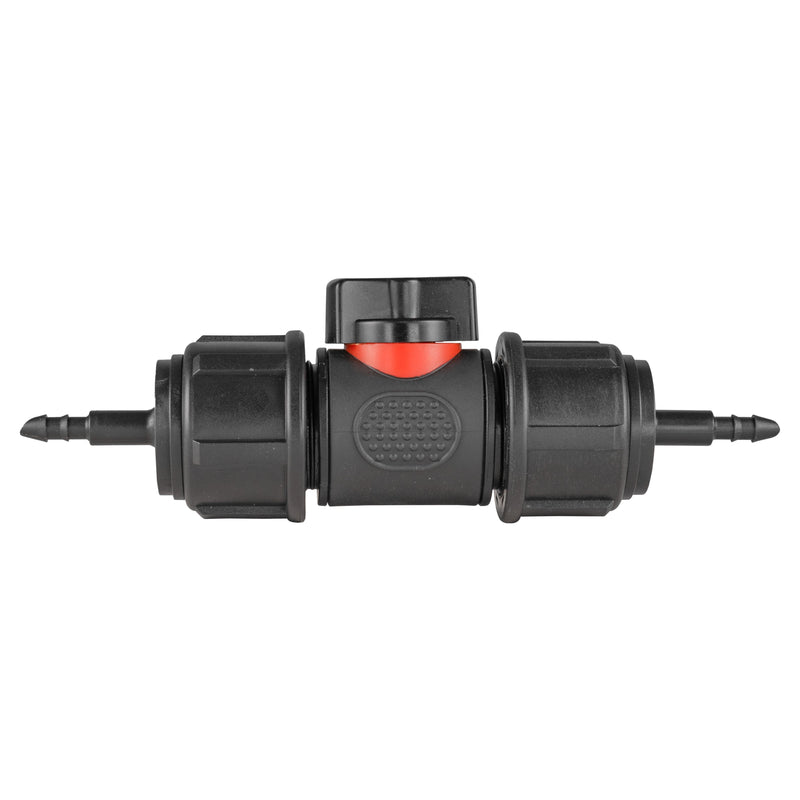 In-Line BSPM Valve with 2 x 4mm Barb Micro Connectors - Home & Garden > Lawn & Garden > Watering & Irrigation > Garden Hose Fittings & Valves > Garden Hose Fittings Garden watering