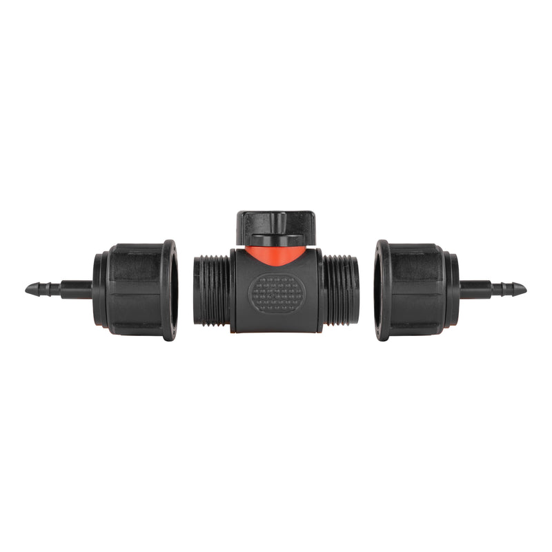 In-Line BSPM Valve with 2 x 4mm Barb Micro Connectors - Home & Garden > Lawn & Garden > Watering & Irrigation > Garden Hose Fittings & Valves > Garden Hose Fittings Garden watering
