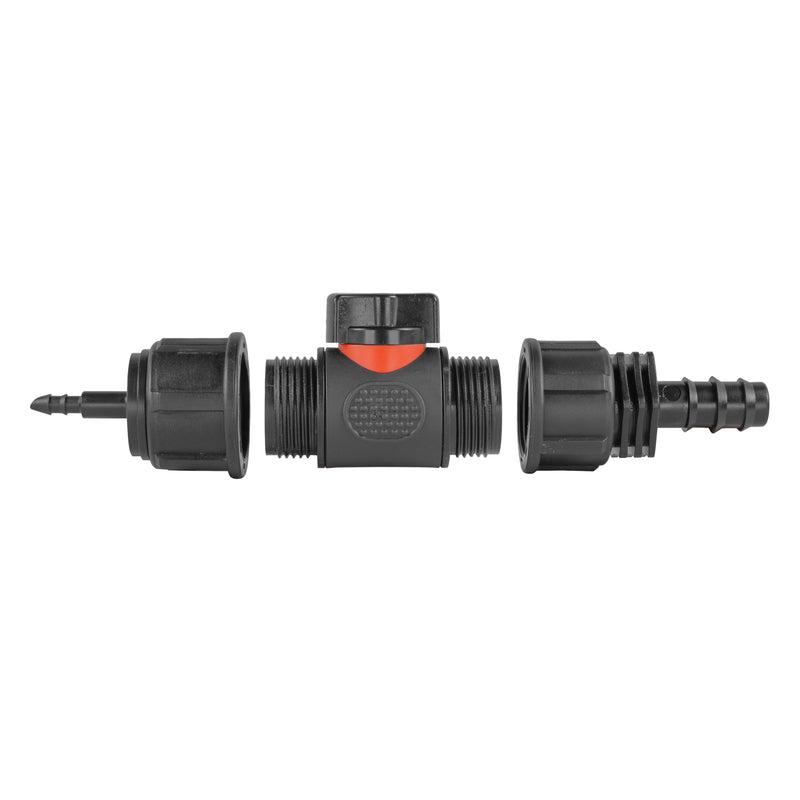 4mm Barb Micro Connector with In-Line BSPM Valve and 16mm Barbed Straight - Home & Garden > Lawn & Garden > Watering & Irrigation > Garden Hose Fittings & Valves > Garden Hose Fittings Garden watering