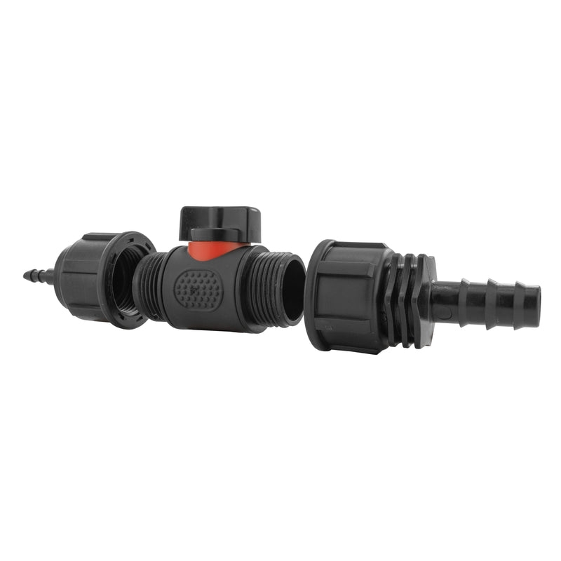4mm Barb Micro Connector with In-Line BSPM Valve and 16mm Barbed Straight - Home & Garden > Lawn & Garden > Watering & Irrigation > Garden Hose Fittings & Valves > Garden Hose Fittings Garden watering