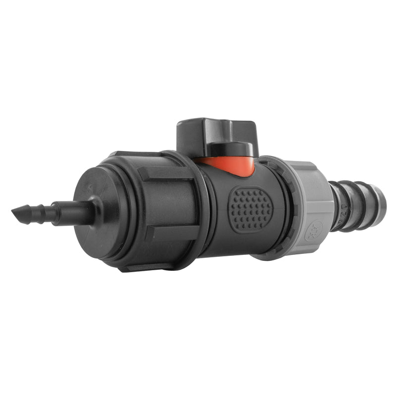 4mm Barb Micro Connector with In-Line BSPM Valve and 20mm Barbed Straight - Home & Garden > Lawn & Garden > Watering & Irrigation > Garden Hose Fittings & Valves > Garden Hose Fittings Garden watering