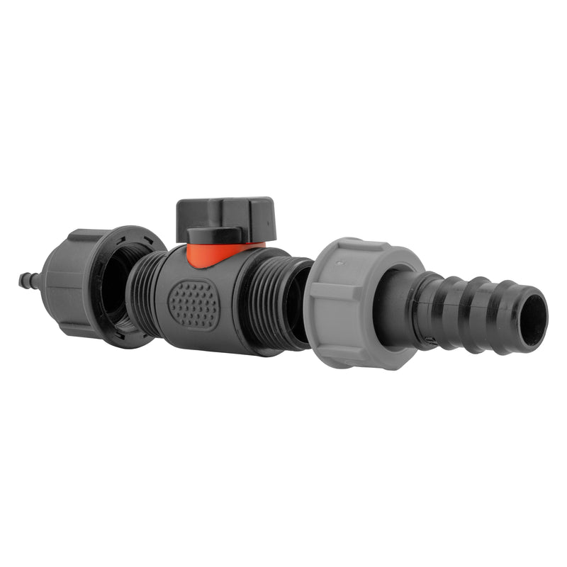 4mm Barb Micro Connector with In-Line BSPM Valve and 20mm Barbed Straight - Home & Garden > Lawn & Garden > Watering & Irrigation > Garden Hose Fittings & Valves > Garden Hose Fittings Garden watering