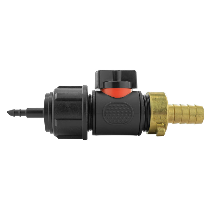 4mm Barb Micro Connector with In-Line BSPM Valve and 13mm Brass Barb - Home & Garden > Lawn & Garden > Watering & Irrigation > Garden Hose Fittings & Valves > Garden Hose Fittings Garden watering