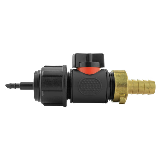 4mm Barb Micro Connector with In-Line BSPM Valve and 13mm Brass Barb - Home & Garden > Lawn & Garden > Watering & Irrigation > Garden Hose Fittings & Valves > Garden Hose Fittings Garden watering