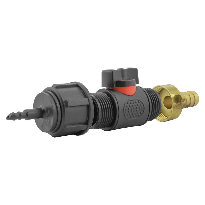 4mm Barb Micro Connector with In-Line BSPM Valve and 13mm Brass Barb - Home & Garden > Lawn & Garden > Watering & Irrigation > Garden Hose Fittings & Valves > Garden Hose Fittings Garden watering